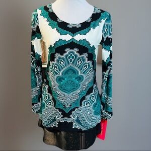 SUNNY LEIGH Paisley Shirt Dress sz xs